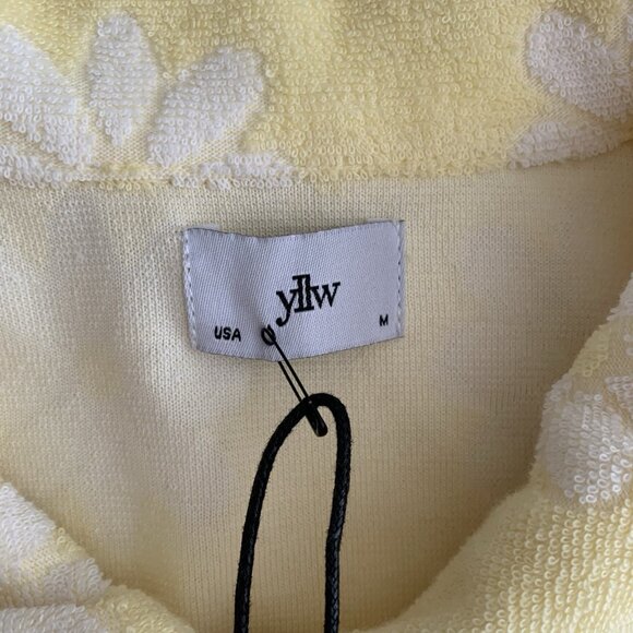 YLLW The Label Jette Zip Vest Yellow Floral Terrycloth Top NWT - Picture 7 of 8